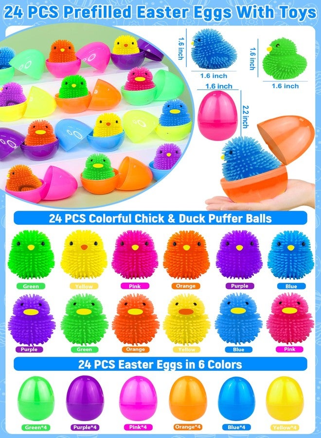 AMENON 24 Pack Easter Basket Stuffers Chick Duck LED Puffer Balls Easter Eggs Filled Light Up Squeeze Sensory Ball Stress Relief Fidget Toys for Kids Boys Girls Easter Egg Hunt Party Favor Gift - Image 2