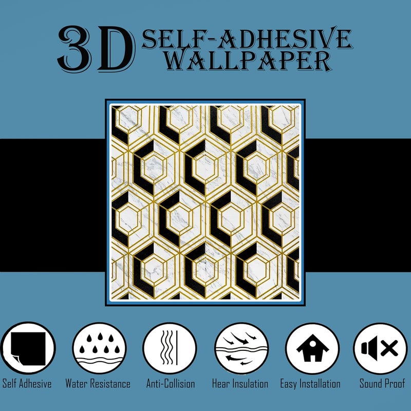 SMEF 3D Wallpaper PE Foam Self Adhesive Wall Stickers | DIY Wallpaper for Home, Hotel, Living Room, Bedroom, Cafe Decor | Size 70x70 cm, Big Hexa (Black, Pack of 5) - Image 3