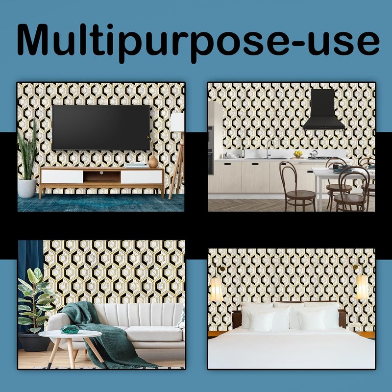 SMEF 3D Wallpaper PE Foam Self Adhesive Wall Stickers | DIY Wallpaper for Home, Hotel, Living Room, Bedroom, Cafe Decor | Size 70x70 cm, Big Hexa (Black, Pack of 5) - Image 5