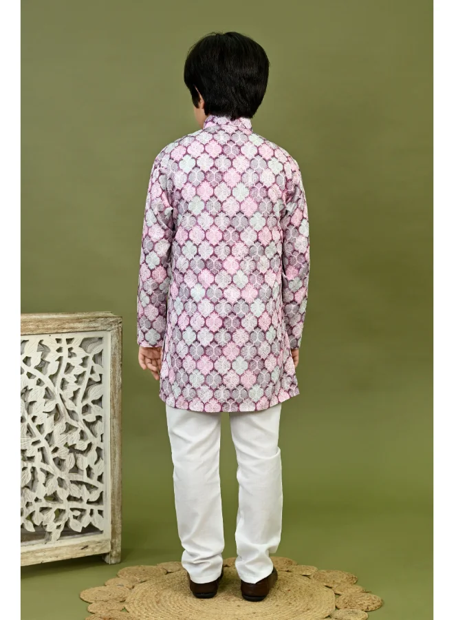 BT DEZINES Lavender Cotton Kurta and Pyjama Set for Boys