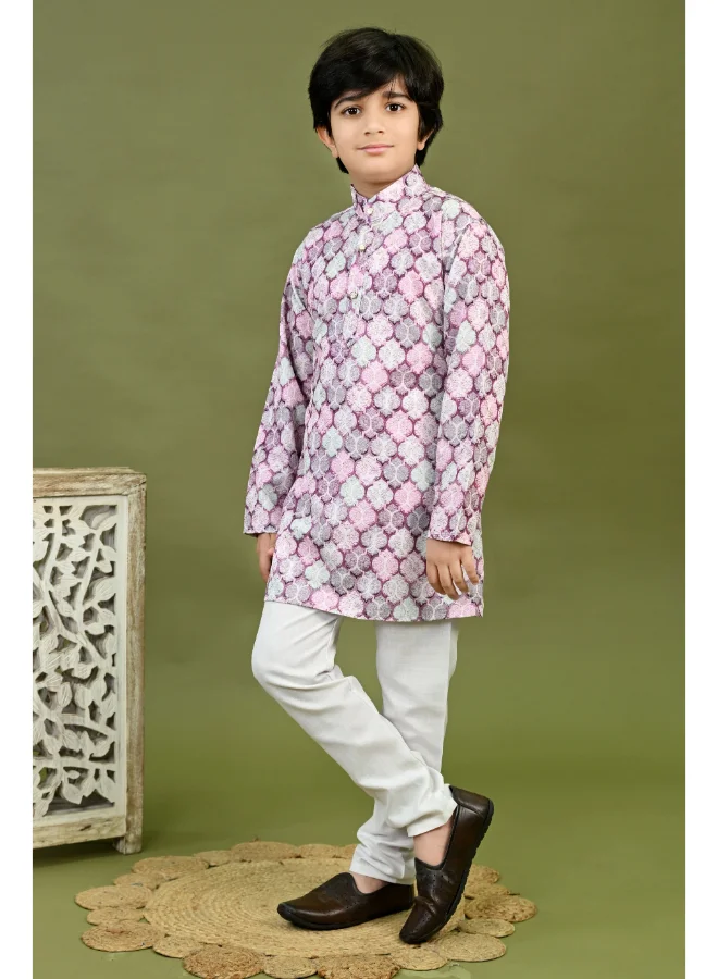 BT DEZINES Lavender Cotton Kurta and Pyjama Set for Boys
