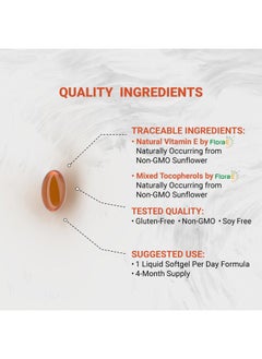 Naturalis Sunflower Vitamin E 268mg (400 IU) with Mixed Tocopherols | Essential Skin Vitamin & Immune Support | Non-GMO, Soy & Gluten Free | 120 Softgels  - Image 3