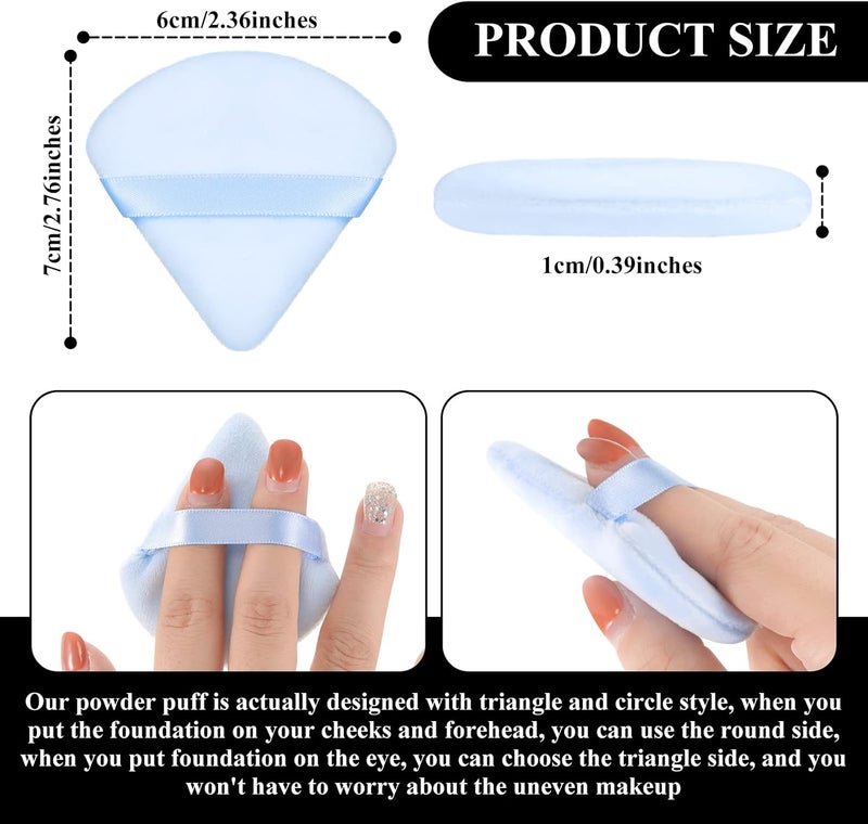 Maitys 12 Pcs Powder Puff Triangle for Face Makeup Cosmetic Loose Powder Puff Velour Soft Body Washable Reusable Foundation Sponge Wet Dry Makeup Tool for Women(Small,Black, White, Blue) - Image 2