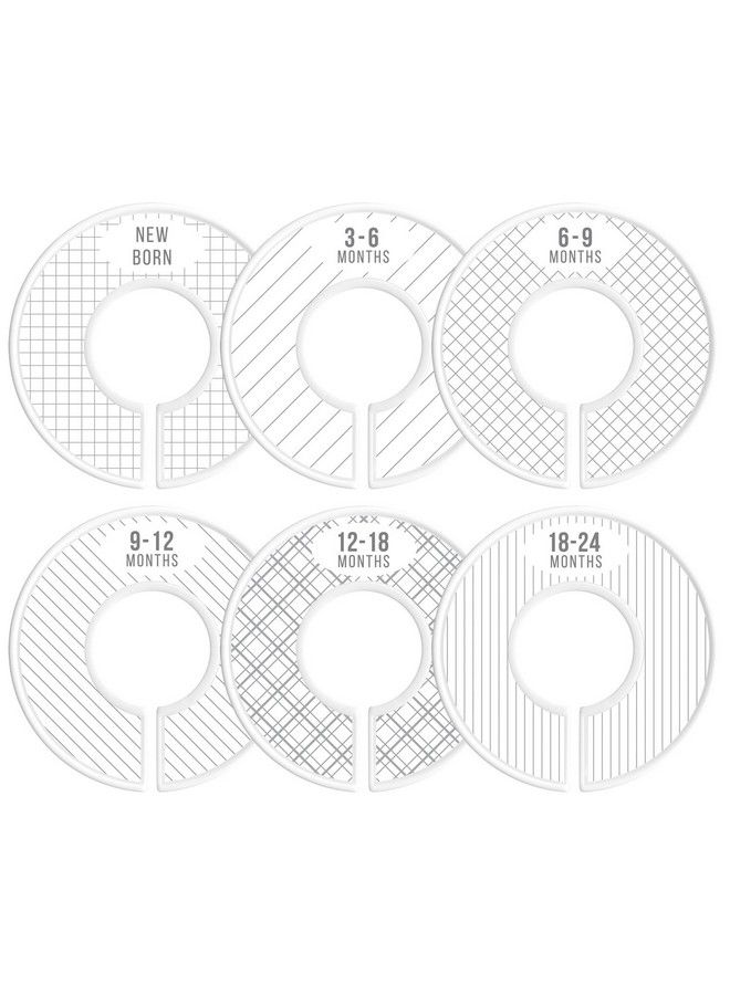 Delicush Baby Closet Size Dividers Light Grey 6 Nursery Organizers Stripe Neutral - Image 1