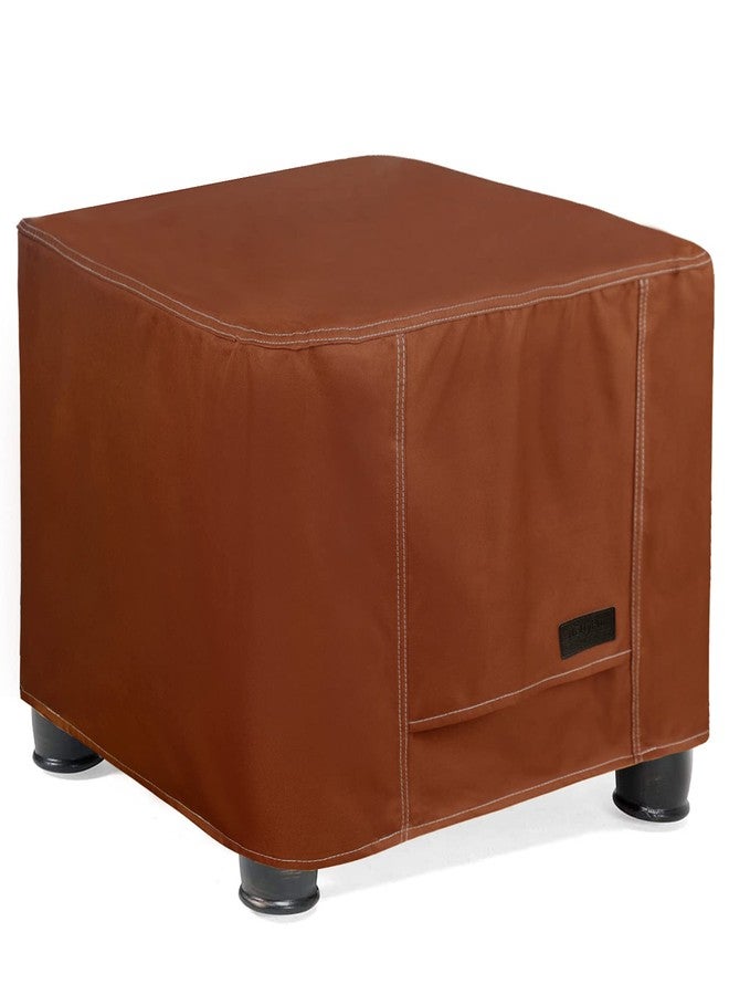 NettyPro Waterproof Ottoman Cover Square 20 x 20 Inch Outdoor Patio Furniture Ottoman Table Cover, Brown - Image 1