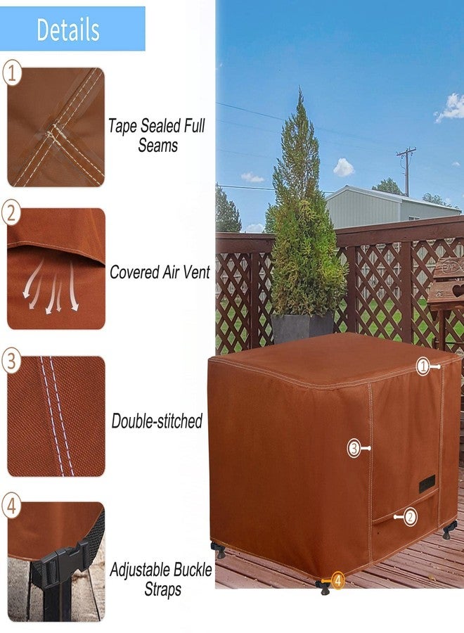 NettyPro Waterproof Ottoman Cover Square 20 x 20 Inch Outdoor Patio Furniture Ottoman Table Cover, Brown - Image 4