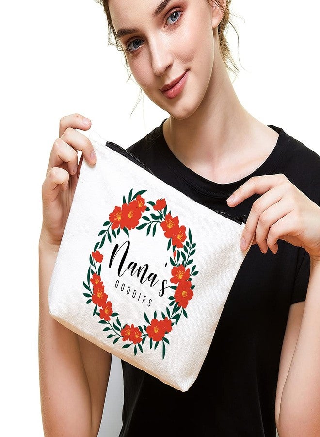IHopes+ Funny Nana Makeup Zipper Pouch Bag | Floral Nana's Goodies Cosmetic Travel Accessories Bag Make-Up Toiletry Case Pouch Gifts for Mother's Day Christmas Baby Shower - Image 3