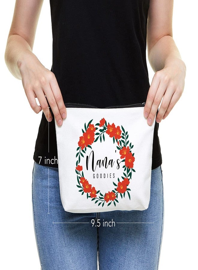 IHopes+ Funny Nana Makeup Zipper Pouch Bag | Floral Nana's Goodies Cosmetic Travel Accessories Bag Make-Up Toiletry Case Pouch Gifts for Mother's Day Christmas Baby Shower - Image 2