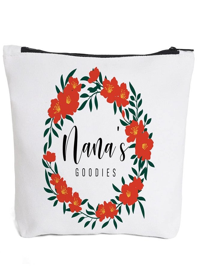 IHopes+ Funny Nana Makeup Zipper Pouch Bag | Floral Nana's Goodies Cosmetic Travel Accessories Bag Make-Up Toiletry Case Pouch Gifts for Mother's Day Christmas Baby Shower - Image 1