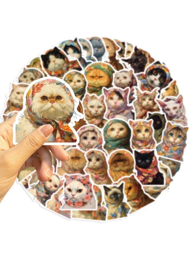 NIBEMINENT 50 Pcs Headscarf Cat Deco Kit Waterproof Stickers, High Definition Printing Bright Colors, Suitable for Laptop Skateboard Luggage Water Bottle Guitar DIY - Image 3