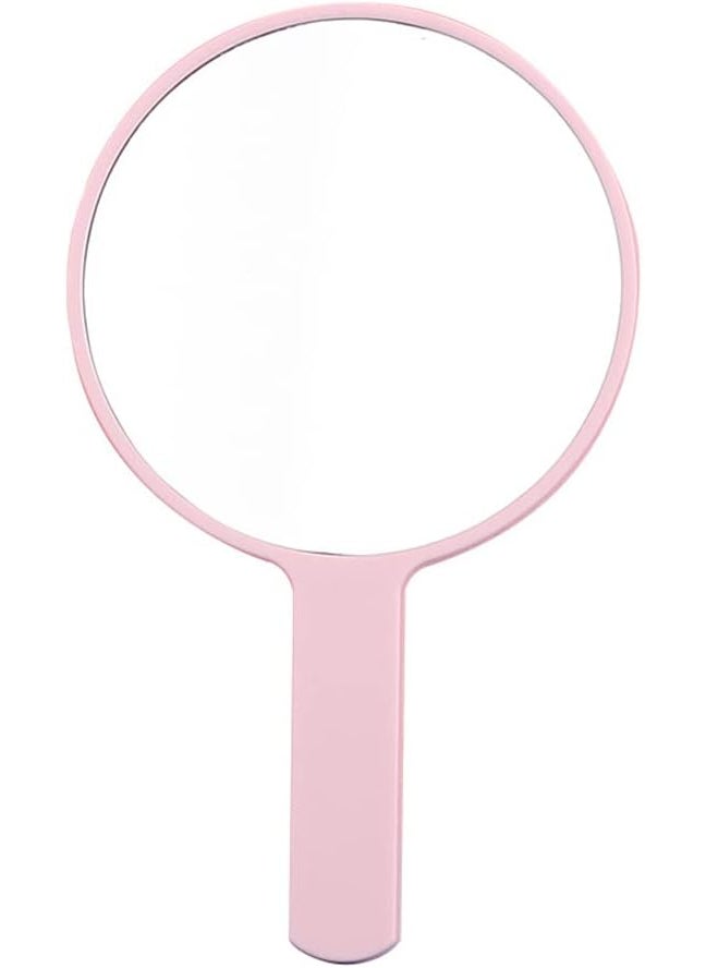 lasenersm lasenersm 1 Piece Travel Handheld Mirror Round Cosmetic Hand Mirror Travel Makeup Mirror Hand Held Mirror Plastic Cosmetic Mirror Makeup Hand Mirror with Handle, Pink 