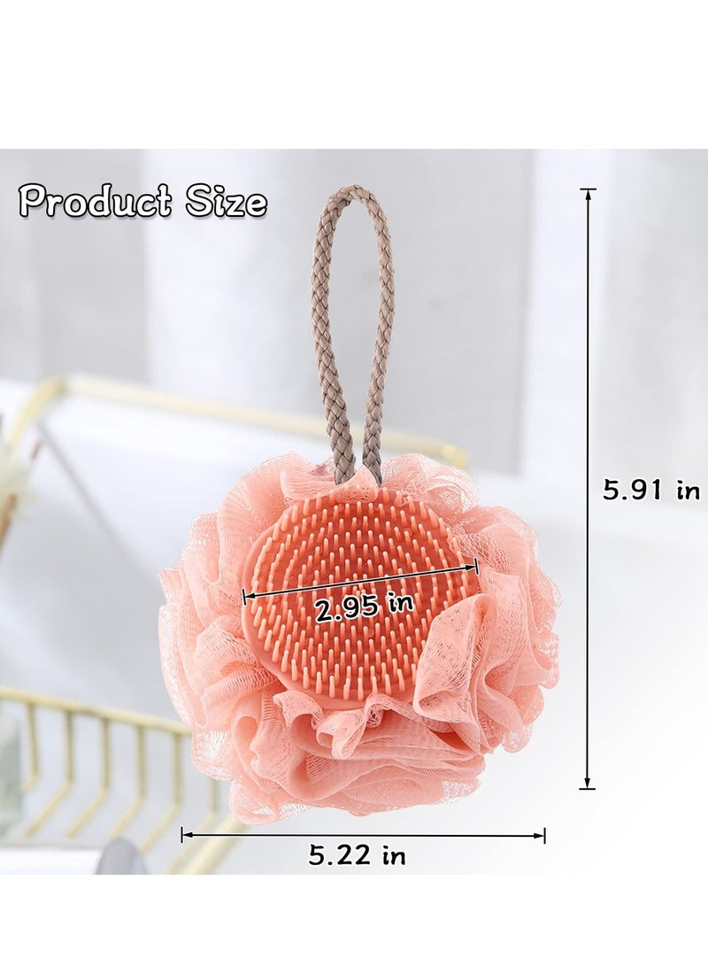 KASTWAVE Body Scrubber, 4 PCS Silicone Body Scrubber with Flower Bath Ball 2 in 1 Bath Scrubber Exfoliating Silicone Shower Brush with Mesh Shower Pouf for Gentle Massage and Fine Cleansing - Image 3