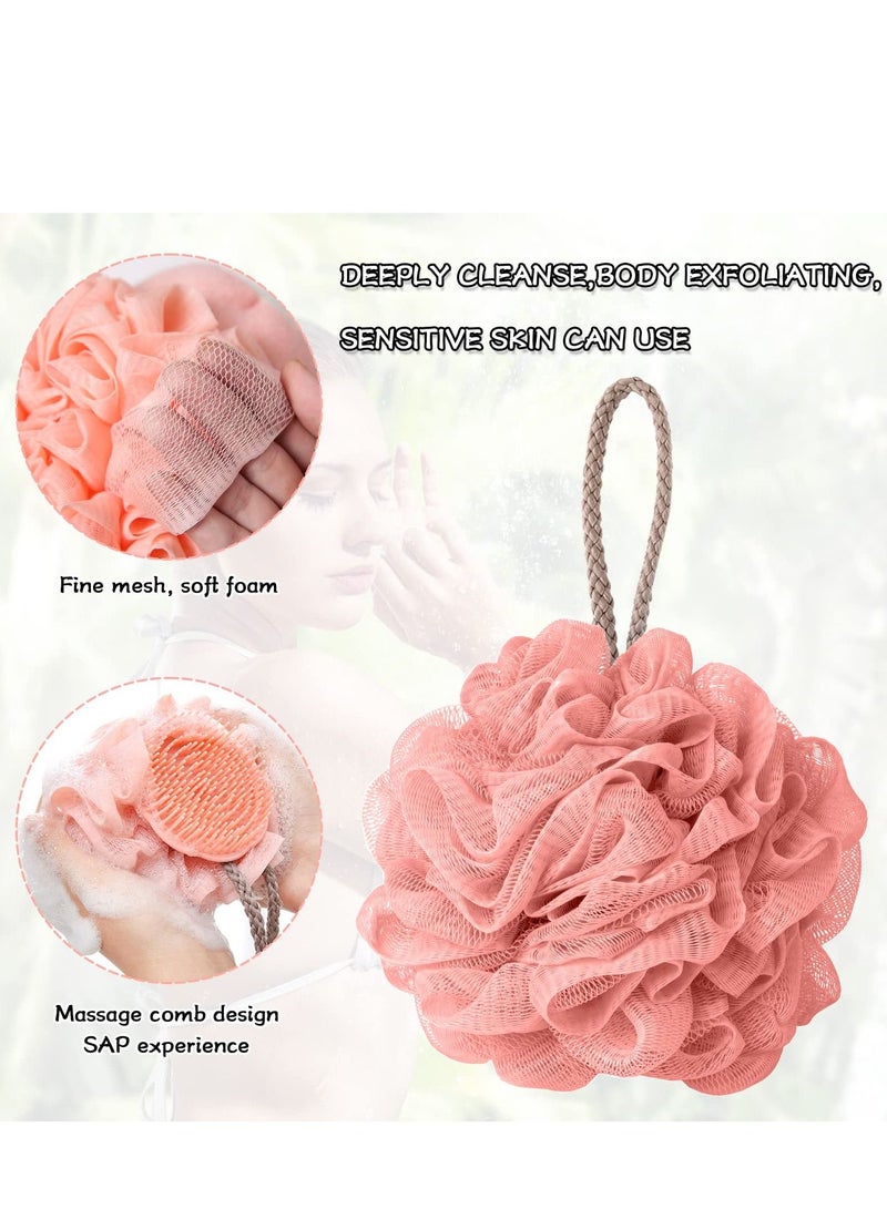 KASTWAVE Body Scrubber, 4 PCS Silicone Body Scrubber with Flower Bath Ball 2 in 1 Bath Scrubber Exfoliating Silicone Shower Brush with Mesh Shower Pouf for Gentle Massage and Fine Cleansing - Image 4