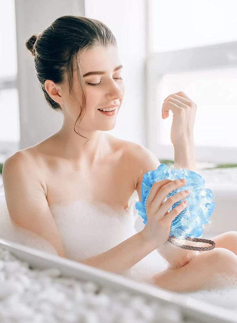 KASTWAVE Body Scrubber, 4 PCS Silicone Body Scrubber with Flower Bath Ball 2 in 1 Bath Scrubber Exfoliating Silicone Shower Brush with Mesh Shower Pouf for Gentle Massage and Fine Cleansing - Image 2