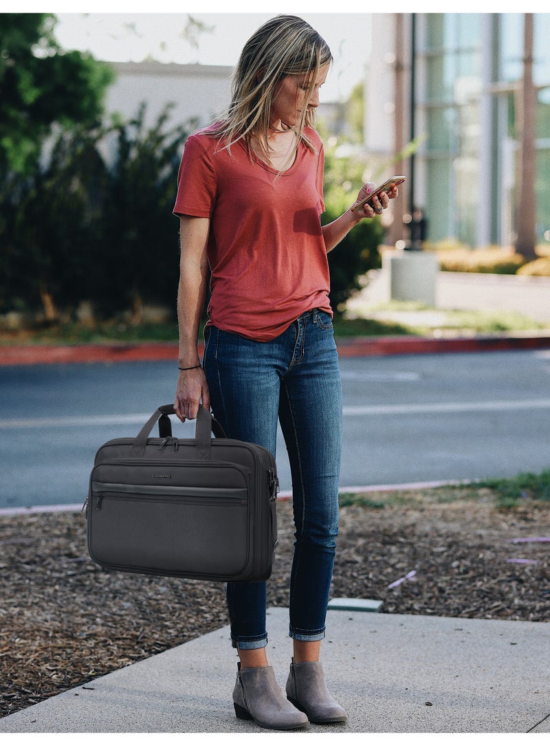 CABINPRO Premium Laptop Briefcase Bag Water Resistant Expandable Unisex Shoulder Business Bag with Adjustable Shoulder Strap for Men and Women CP011 Black - Image 2