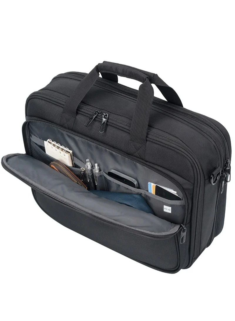 CABINPRO Premium Laptop Briefcase Bag Water Resistant Expandable Unisex Shoulder Business Bag with Adjustable Shoulder Strap for Men and Women CP011 Black