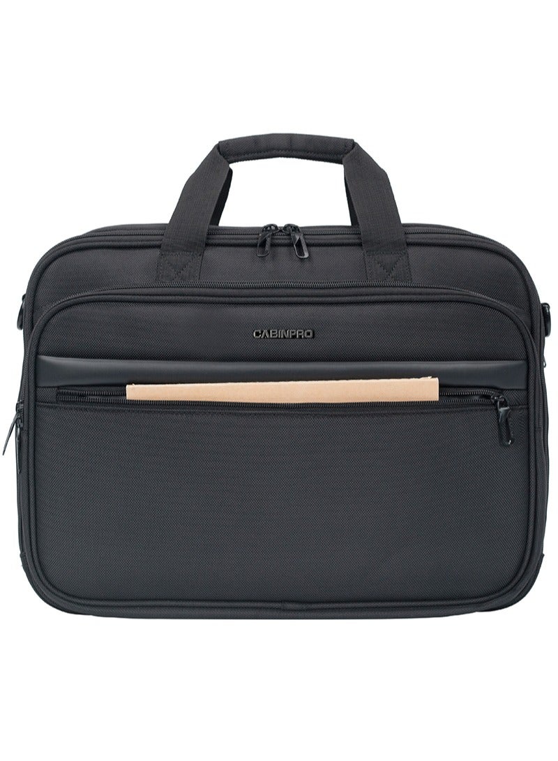 CABINPRO Premium Laptop Briefcase Bag Water Resistant Expandable Unisex Shoulder Business Bag with Adjustable Shoulder Strap for Men and Women CP011 Black - Image 3