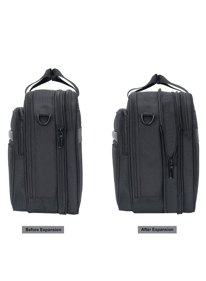 CABINPRO Premium Laptop Briefcase Bag Water Resistant Expandable Unisex Shoulder Business Bag with Adjustable Shoulder Strap for Men and Women CP011 Black - Image 4