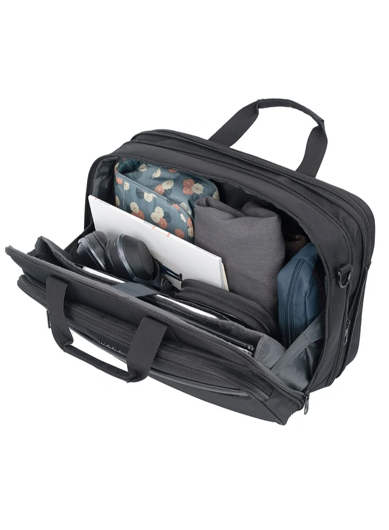 CABINPRO Premium Laptop Briefcase Bag Water Resistant Expandable Unisex Shoulder Business Bag with Adjustable Shoulder Strap for Men and Women CP011 Black