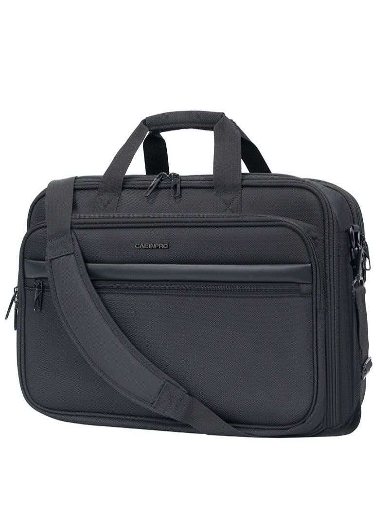 CABINPRO Premium Laptop Briefcase Bag Water Resistant Expandable Unisex Shoulder Business Bag with Adjustable Shoulder Strap for Men and Women CP011 Black - Image 1
