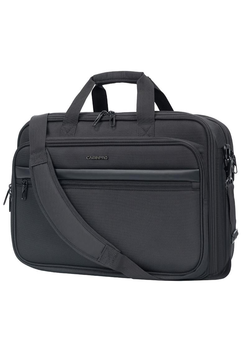 CABINPRO premium laptop briefcase bag water resistant expandable unisex shoulder business bag with adjustable shoulder strap for men and women cp011 black - Image 1
