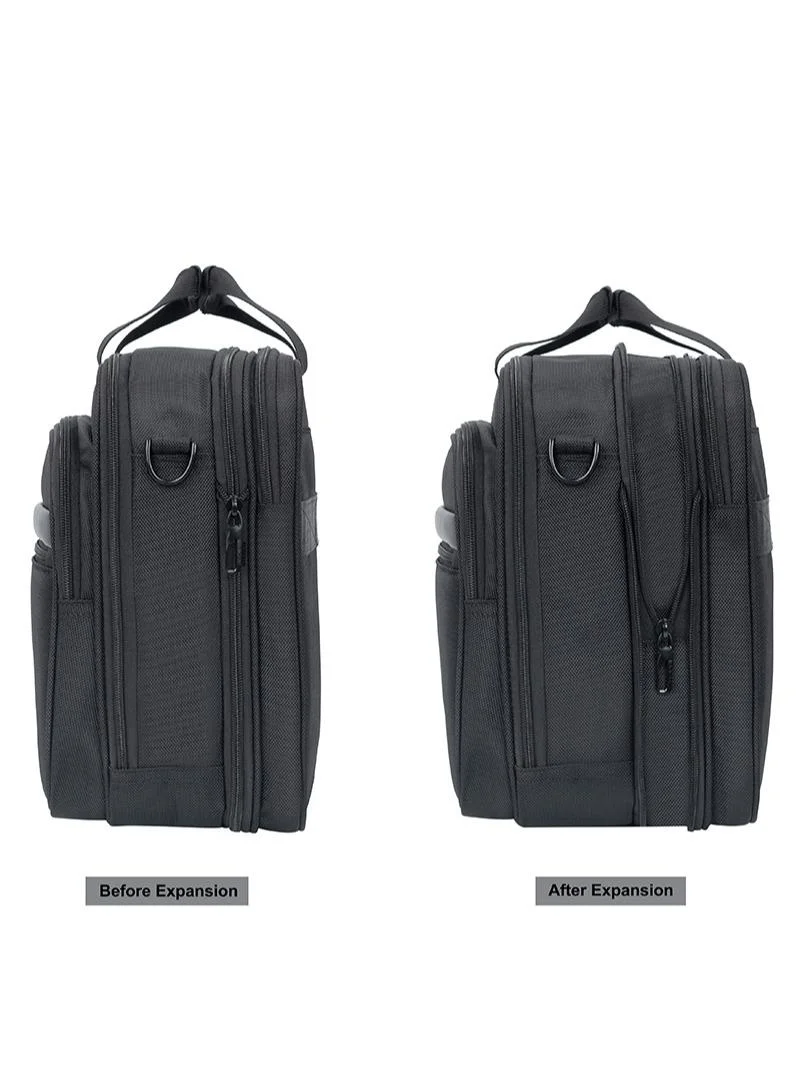 Cabinpro  premium laptop briefcase bag water resistant expandable unisex shoulder business bag with adjustable shoulder strap for men and women cp011 black for Men | Best Price UAE