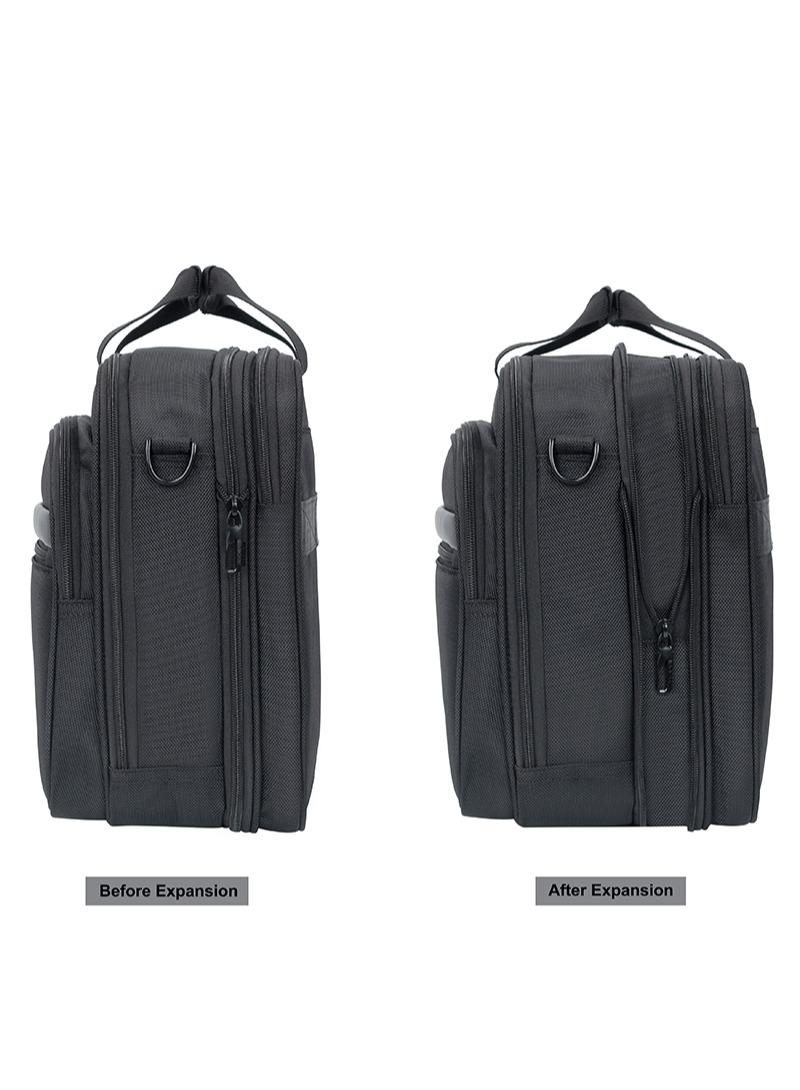 CABINPRO premium laptop briefcase bag water resistant expandable unisex shoulder business bag with adjustable shoulder strap for men and women cp011 black - Image 4
