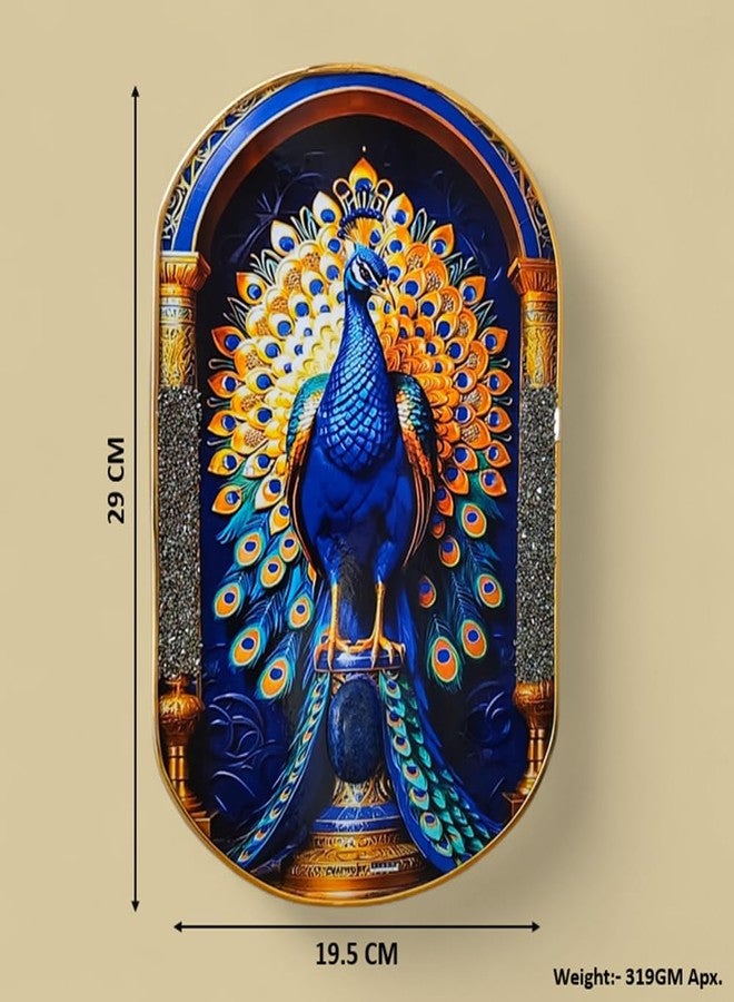 GEMTUB Certified Pyrite-Lapis Peacock Frame | Handcrafted Decorative Crystal Art Frame for Home & Office | Luxury Wall & Table Decor | Gift for Positivity & Elegance - Image 4