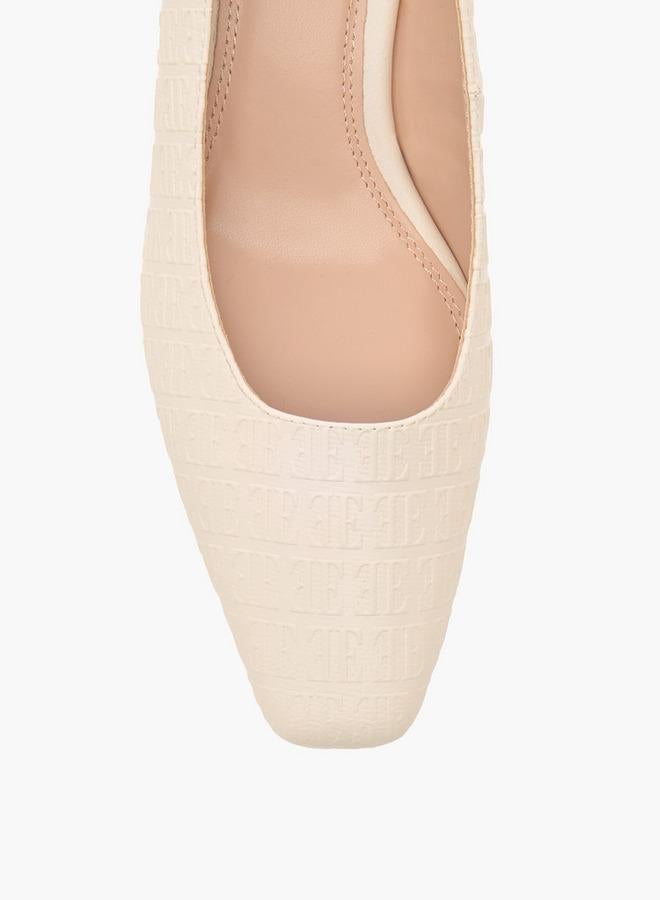 ELLE Women Monogram Textured Kitten Heel Pumps - Image 4