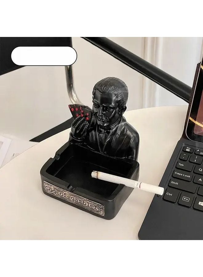 James Bond 007 Ashtray with 3D Smoking Figure Black Retro Design Spill Proof Lid - Image 1