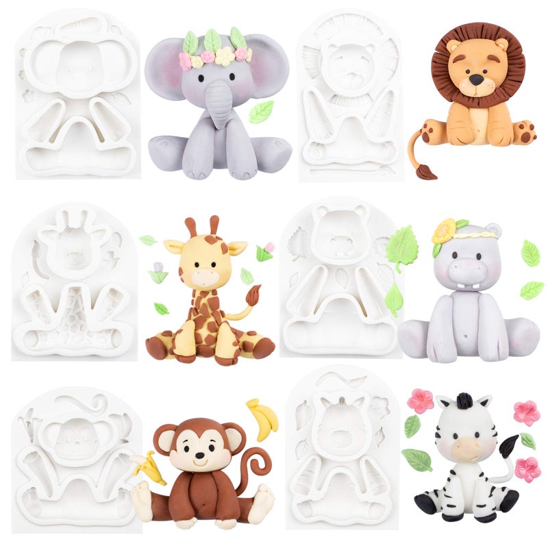 FUNSHOWCASE Jungle Animals Fondant Silicone Molds Sugarcraft Cake Decoration 6-count Height 2.6-3.6inch - Image 1
