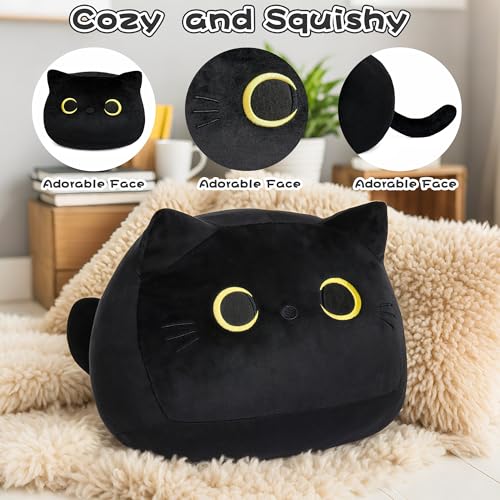 JellyMallow Black Cat Plush Jumbo Cat Stuffed Animals Kawaii Plush Pillow Birthday Gift for Kids Boys Girls - Image 5