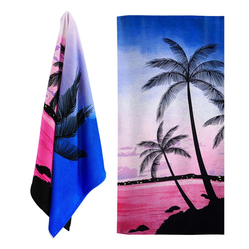 GEEZY Microfibre Beach Towel Sunset Design  Quick Drying Lightweight SandFree Large  Durable Summer Design  Beach Essentials for Travel Holiday Swimming Sauna Adults  Kids 70x140cm