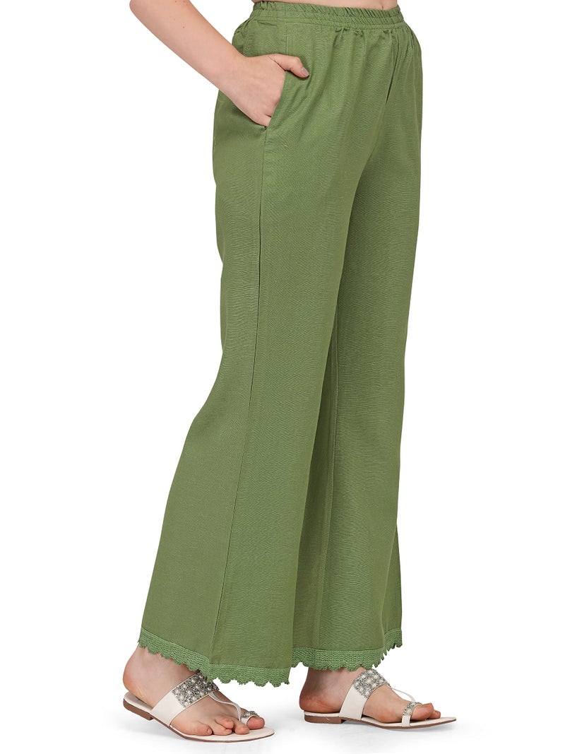 SHOPPING QUEEN Women's Georgette Chikankari Embroidered Kurta Palazzo Set (A305_Dusty Green_L) - Image 5