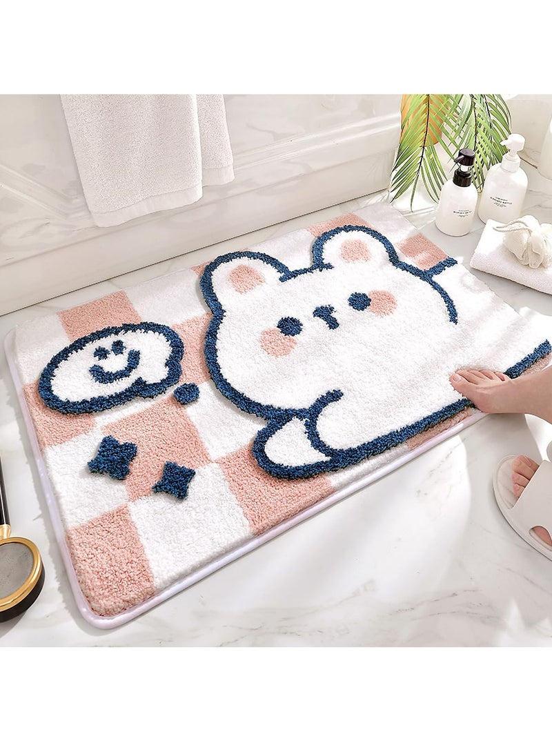 SYOSI Animal Bathroom Rug Mat Extra Soft and Absorbent Bath Rugs Machine Wash Dry Non Slip Carpet for Tub Shower Room Rabbit 16x24In  - Image 1