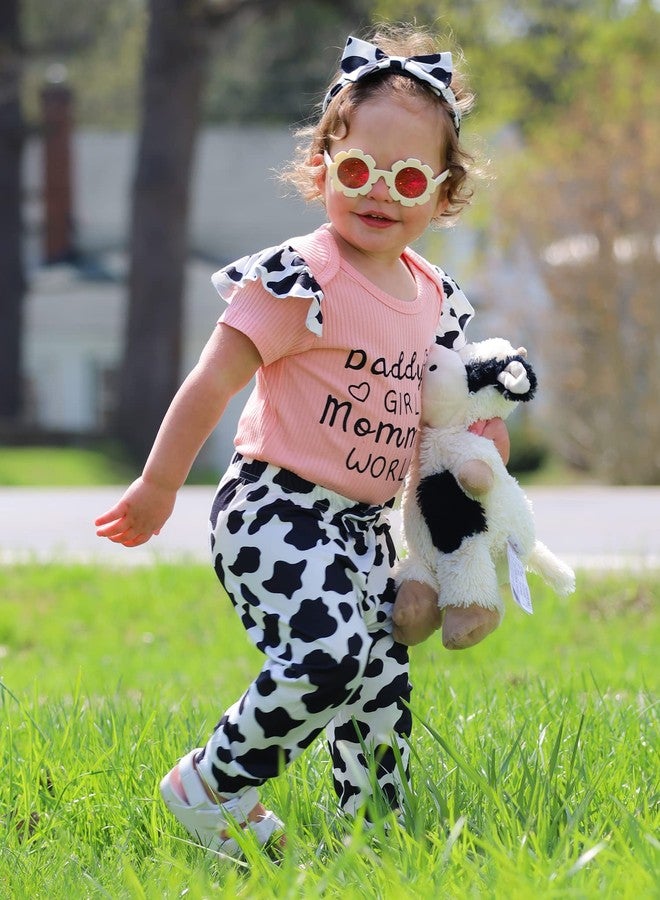 AMAWMW Newborn Baby Girl Clothes Outfit Short Sleeve Romper Cow Prints Pants Headband Gift Essential Stuff 6 9 12 Months - Image 2