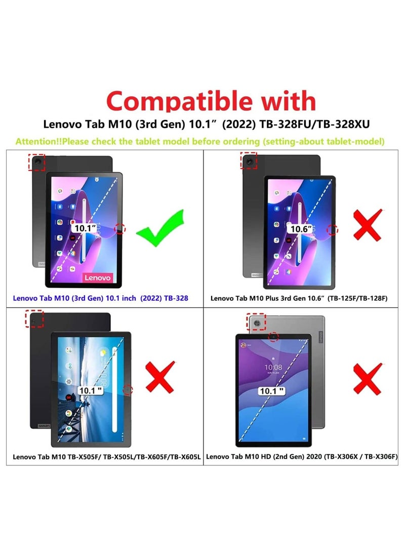 Case for lenovo Tab M10 (3rd Gen) 10.1 inch TB-328FU/ TB-328XU,Flip Cover with Stand Function for 2022 Lenovo Tab M10 3rd Gen Tablet,*Black - Image 2