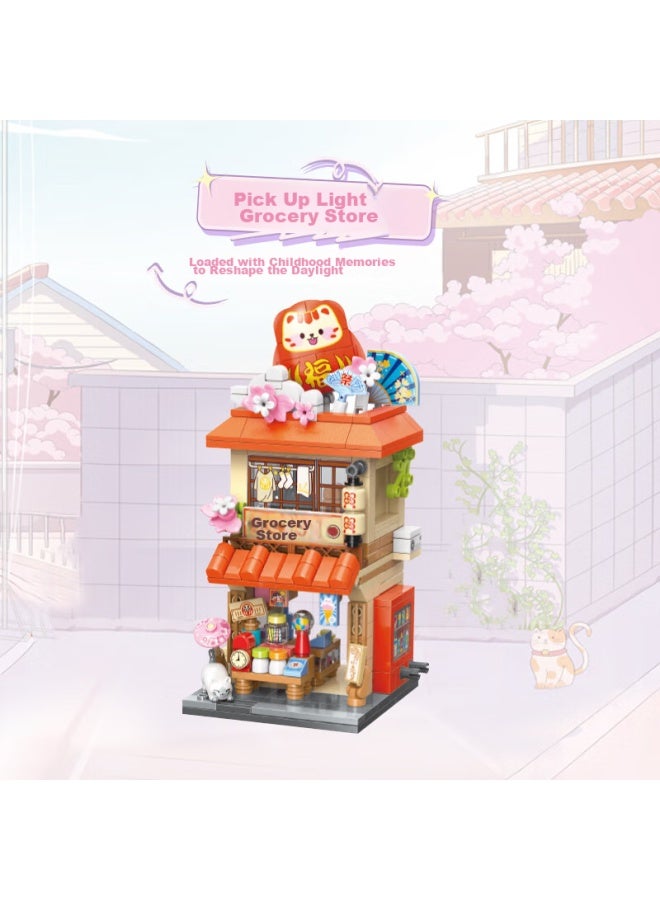 Miniso Colorful Street Scene Building Blocks, Assembly Toy, Desktop Decoration, Birthday Gift For Men And Women, Gift For Friends, Light-reflecting General Store Style - Image 1