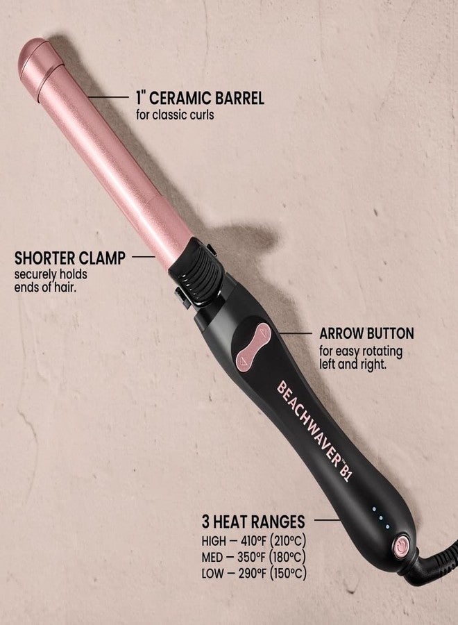 Beachwaver The Beachwaver Co. B1 Rotating Curling Iron - Midnight Rose | Automatic 1-Inch Ceramic Curling Iron - Most Common Barrel Size for All Hair Lengths! | Auto-Shut Off, Travel-Friendly, Dual Voltage - Image 2