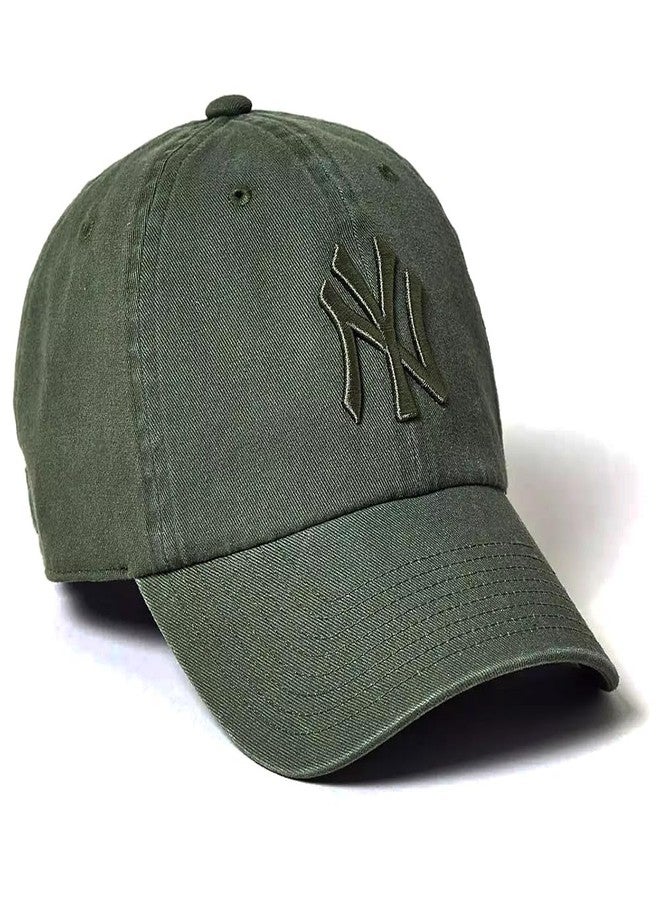 Mitchell & Ness NY New York Yankees Classic Dad Strapback Cap, Adjustable Hat Olive - Image 1