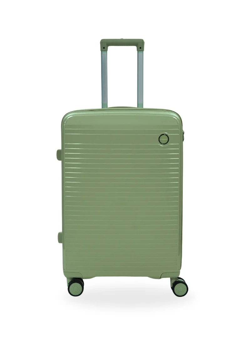 GIORDANO Giordano Pathfinder PP Hardcase Unbreakable Check-In Medium Travel Luggage , Durable Lightweight 4 Double Wheels Smooth Rolling 24" Suitcase, Secure Lock Travel Bag Dark Green.