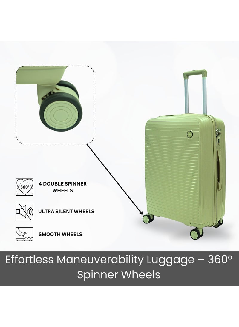 GIORDANO - Giordano Pathfinder PP Hardcase Unbreakable Check-In Medium Travel Luggage , Durable Lightweight 4 Double Wheels Smooth Rolling 24" Suitcase, Secure Lock Travel Bag Dark Green. - Image 1