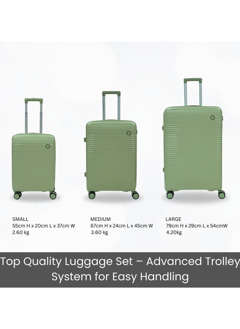 GIORDANO - Giordano Pathfinder PP Hardcase Unbreakable Check-In Medium Travel Luggage , Durable Lightweight 4 Double Wheels Smooth Rolling 24" Suitcase, Secure Lock Travel Bag Dark Green. - Image 1