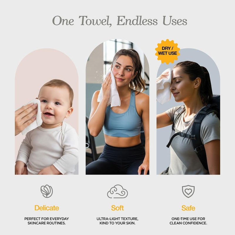 lebogner Face Towels - Ultra Soft and Thick Disposable Face Towelettes for Women - Biodegradable Facial Towels for Sensitive Skin - Face Cleansing, Makeup Removal, 10x12 Extra Large - 50 Pack - Image 5