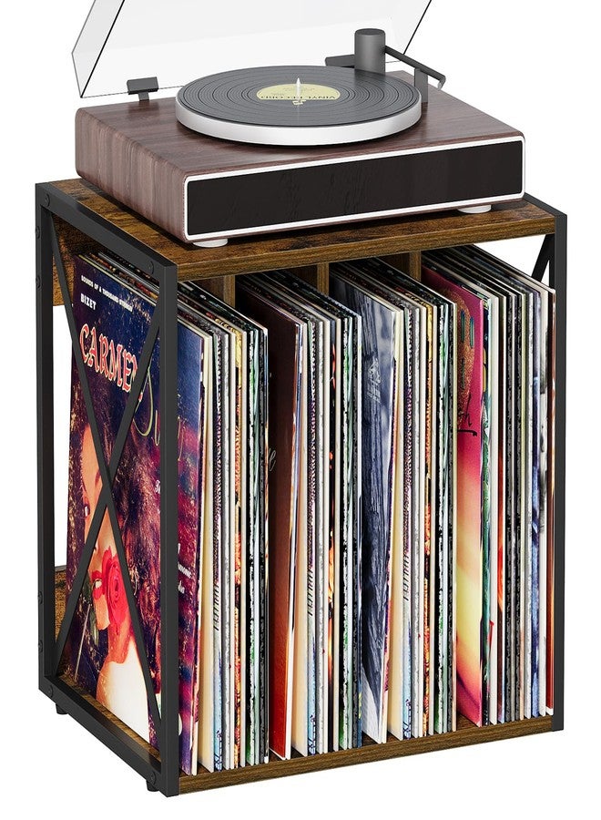 VYUOL Vinyl Record Storage,Vinyl Record Holder Up to 80-100 Albums,4-Compartment Record Player Stand for Magazine,Book,CD,Files,Albums - Image 1
