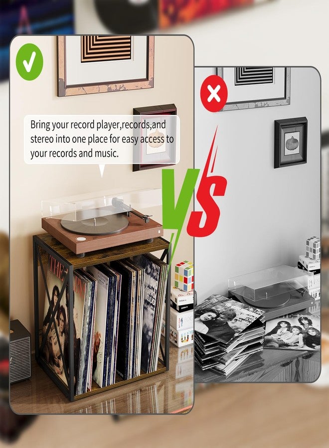 VYUOL Vinyl Record Storage,Vinyl Record Holder Up to 80-100 Albums,4-Compartment Record Player Stand for Magazine,Book,CD,Files,Albums - Image 5
