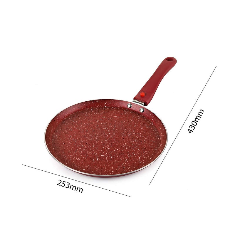 Cheet enterprise Non Stick Frying Pan Non Stick Pizza Pan Dosa Pan Ceramic Pan for Cooking Omelet Pan Induction Base Detachable Handle InductionGas Stove Tops New Red Velvet Flat Tawa - Image 4
