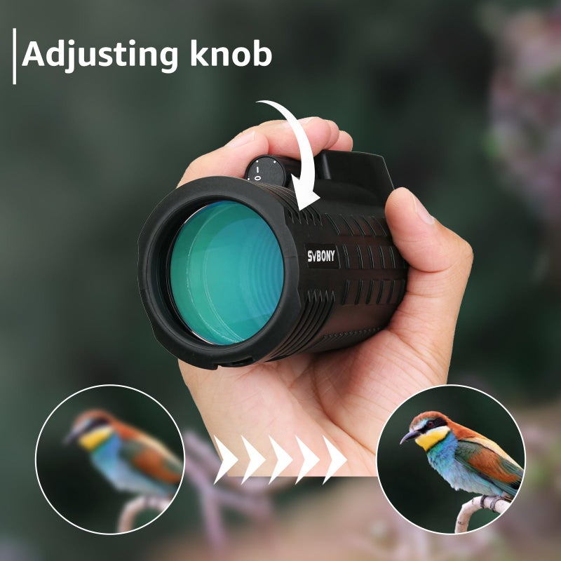 SVBONY SVBONY SV42 8x42 Monocular for Adults, Compact Monocular Built-in Compass Rangefinder, FMC Waterproof Fogproof Pocket Monocular, Single Monocular Telescope for Bird Watching  - Image 4