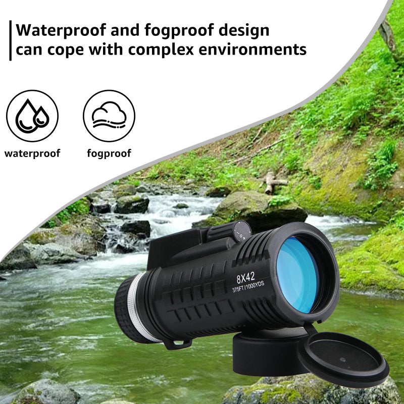 SVBONY SVBONY SV42 8x42 Monocular for Adults, Compact Monocular Built-in Compass Rangefinder, FMC Waterproof Fogproof Pocket Monocular, Single Monocular Telescope for Bird Watching  - Image 2