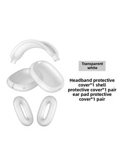 Suitable For Apple Headphone Case Airpods Max Protective Case Head-Mounted Earphone Case Silicone Protective Cover Case-Color:Max Transparent 3-piece Set (shell Set * 1 Pair Of Beam Set * 1 Pair Of Ear Cushion Set * 1 Pair)-Applicable Model:AirPodsMax